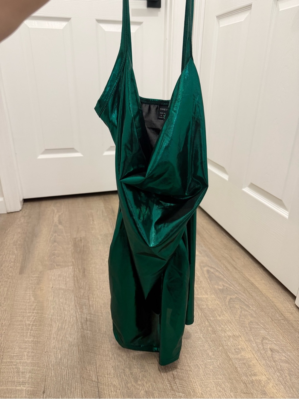 SHEIN Emerald Green Satin Cowl Mini Dress